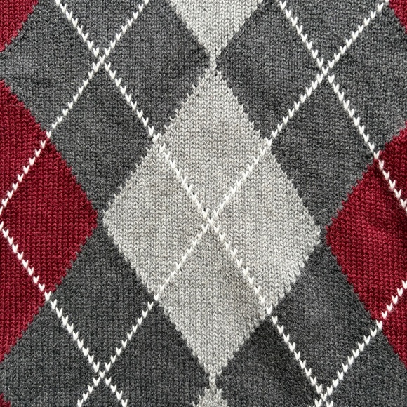 Minga London V-Neck Argyle Jumper Long Sleeve Cotton Sweater Grey | US Sz 12 - Picture 8 of 12